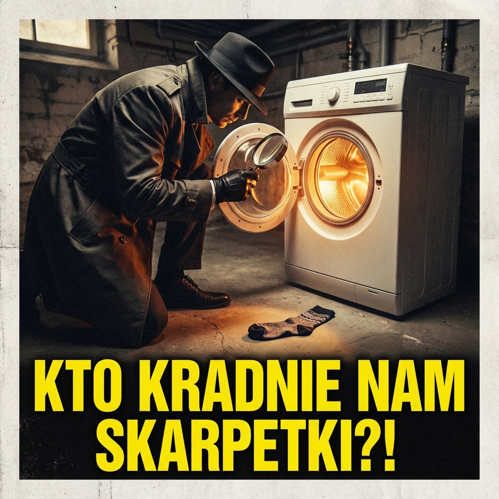 Miniatura zaginionej skarpetki i bębna pralki